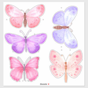 Pastel Pink Purple Butterflies Sticker