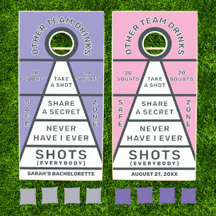 Pastel Pink Purple Drinks Toss Bachelorette Party Cornhole Set