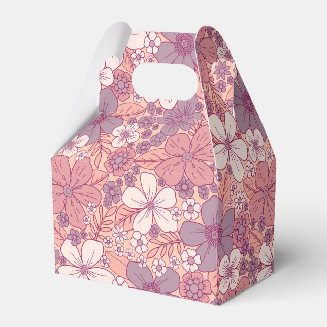 Pastel Pink & Purple Floral Favor Boxes (Front Side)