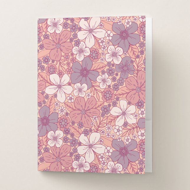 Pastel Pink & Purple Floral Pocket Folder (Front)