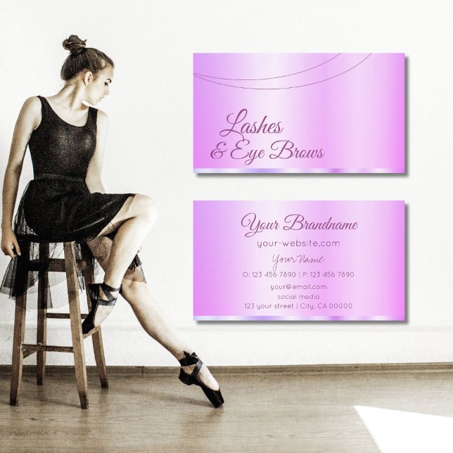 Pastel Pink Purple Glamorous Professional Simple Business Card (Creator Uploaded)