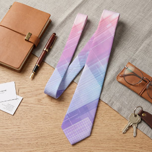 Pastel Pink Purple Gradient Geometric Neck Tie