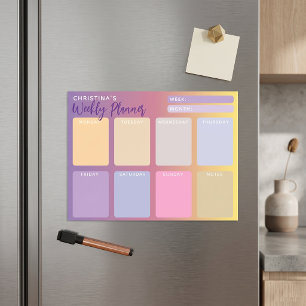 Pastel Pink Purple Gradient Weekly Planner Magnetic Dry Erase Sheet