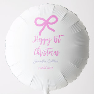 Pastel pink purple happy 1st Christmas bow name da Balloon