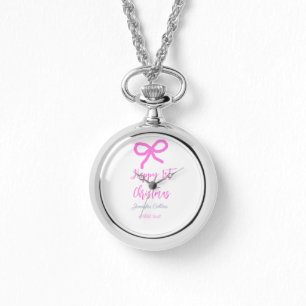 Pastel pink purple happy 1st Christmas bow name da Watch