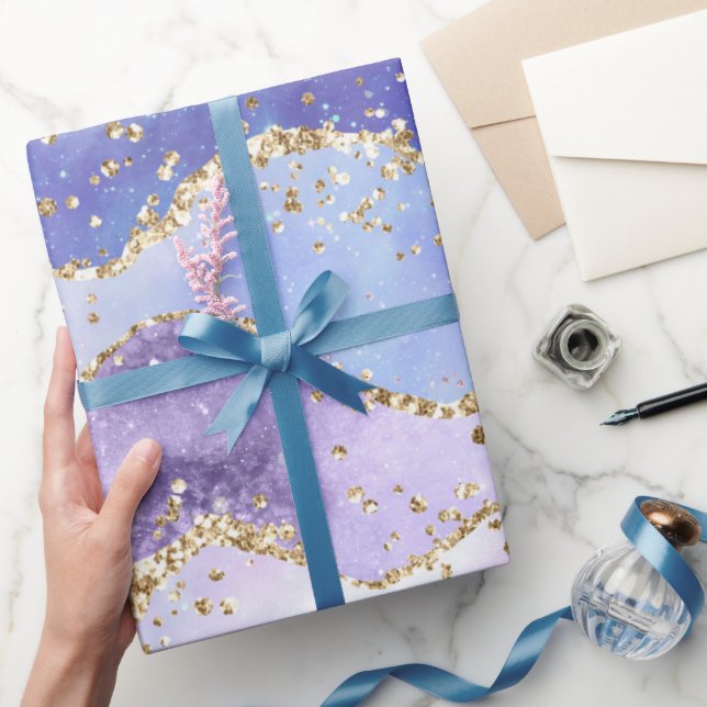 Pastel Pink Purple Holographic Christmas  Wrapping Paper (Gifting)