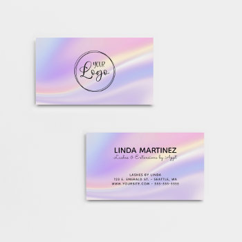 Pastel Pink Purple Iridescent Colors Logo Business Card by annaleeblysse at Zazzle