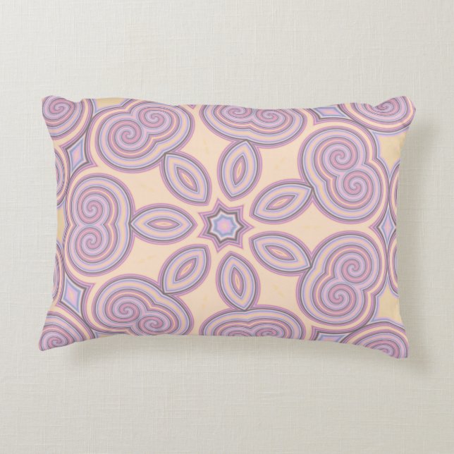 Pastel Pink & Purple Kaleidoscope Pattern Accent Pillow (Back)