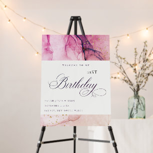 Pastel Pink Purple Navy Any Age Birthday Welcome Foam Board
