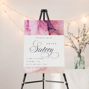 Pastel Pink Purple Navy Sweet 16 Birthday Welcome Foam Board
