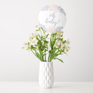 Pastel Pink & Purple Peonies Baby Shower Balloon