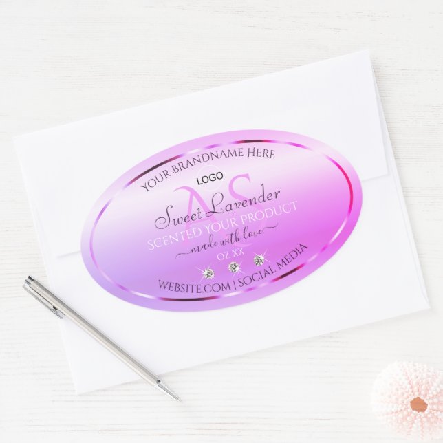 Pastel Pink Purple Product Label Monogram and Logo (Envelope)
