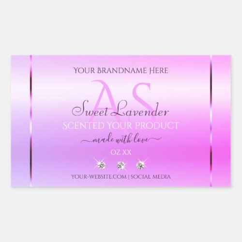 Pastel Pink Purple Product Labels Jewels Monogram