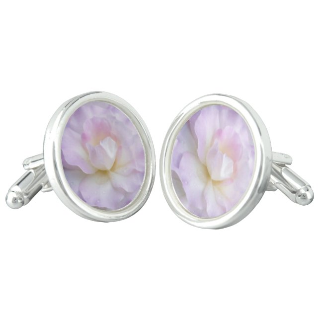 Pastel Pink Purple Rose Cufflinks (Angled)