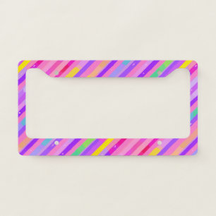Pastel Pink Purple Stripe Pattern License Plate Frame