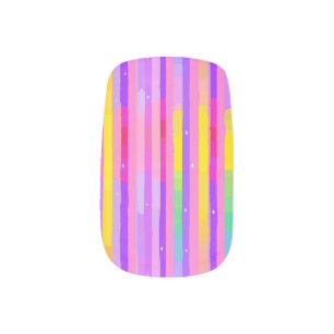 Pastel Pink Purple Stripe Pattern Minx Nail Art