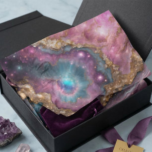 Pastel Pink Purple Teal Gold Geode Galaxy Nebula Tissue Paper