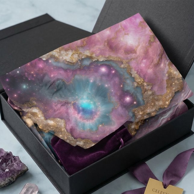 Pastel Pink Purple Teal Gold Geode Galaxy Nebula Tissue Paper (Creator Uploaded)
