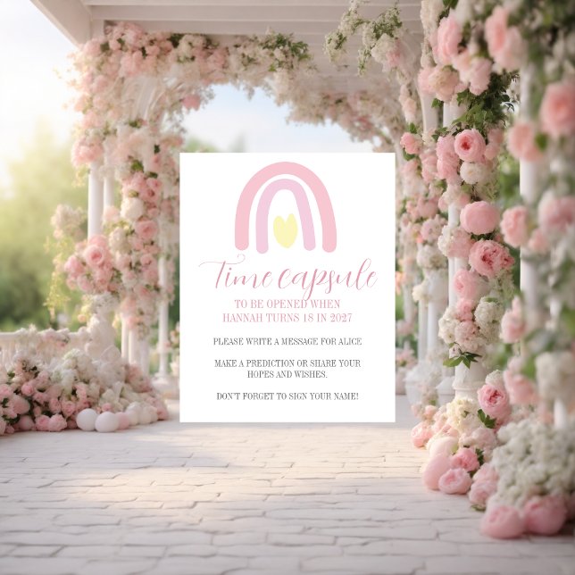 Pastel pink rainbow 1st Birthday Time Capsule Poster (Creator Uploaded)