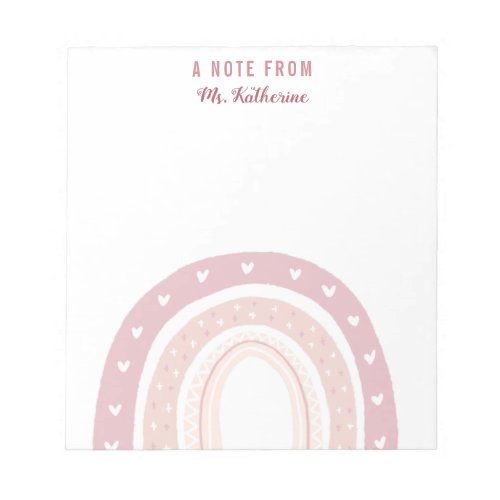 Pastel Pink Rainbow Boho  Notepad