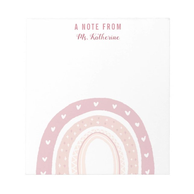 Pastel Pink Rainbow Boho  Notepad (Front)