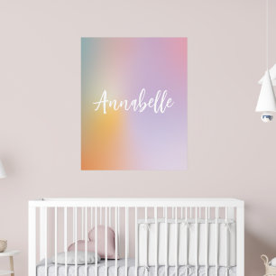 Pastel pink rainbow girly monogram simple script poster