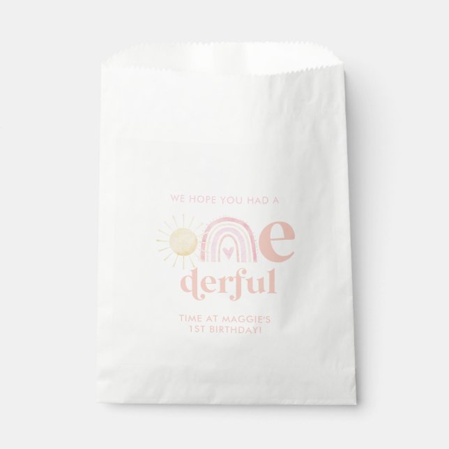 Pastel Pink Rainbow Little Miss ONEderful Birthday Favor Bag (Front)