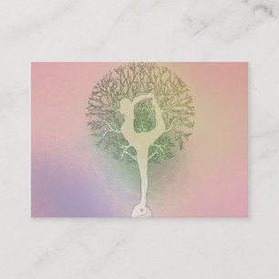 Pastel Pink Rainbow Yoga Tree Business Card