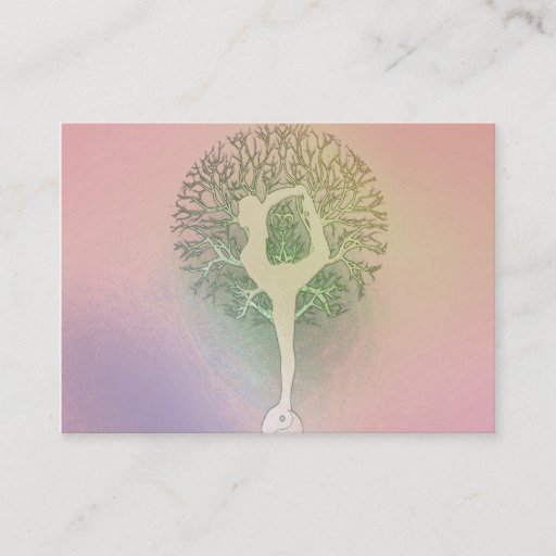 Customizable Pastel Pink Rainbow Yoga Tree Business Card Templates