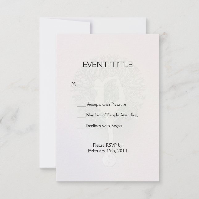 Pastel Pink Rainbow Yoga Tree RSVP Card (Front)