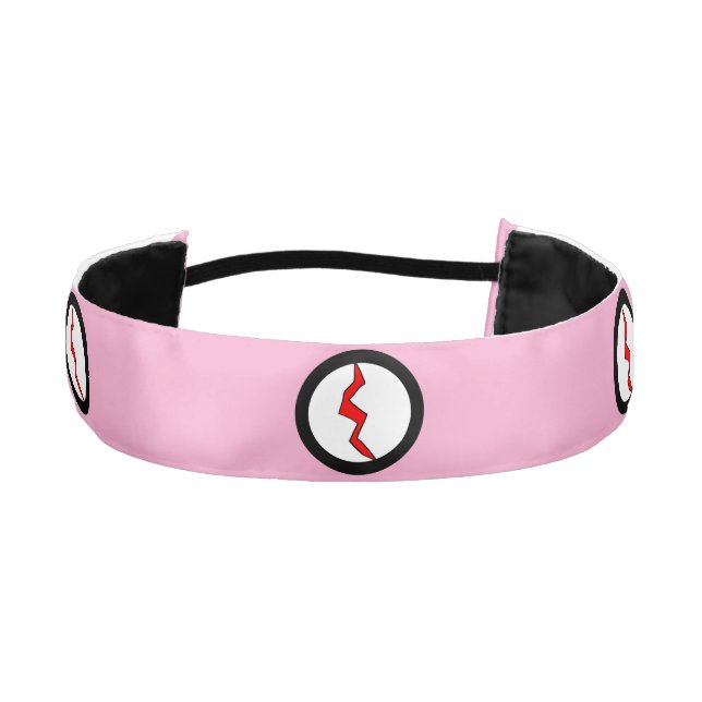 Pastel Pink Red Lightning Bolt Superhero Halloween Athletic Headband (Front)