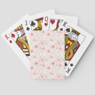 Pastel Pink Red White Flowers Pattern Poker Cards