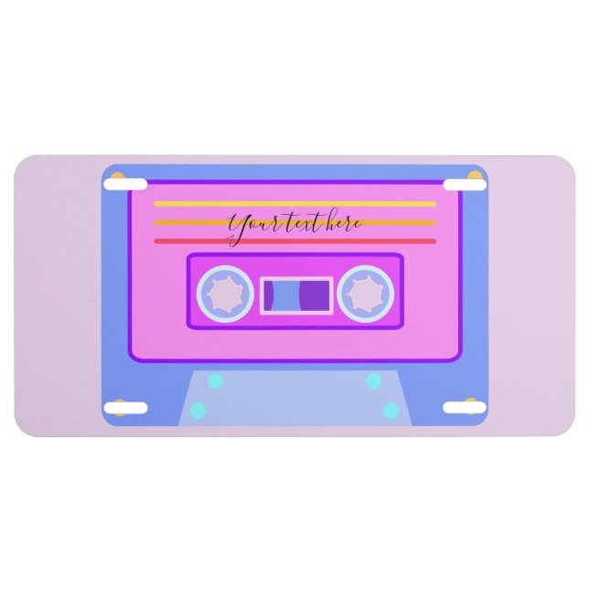 Pastel Pink Retro 90's Fun Cassette Tape Novelty License Plate (Front)