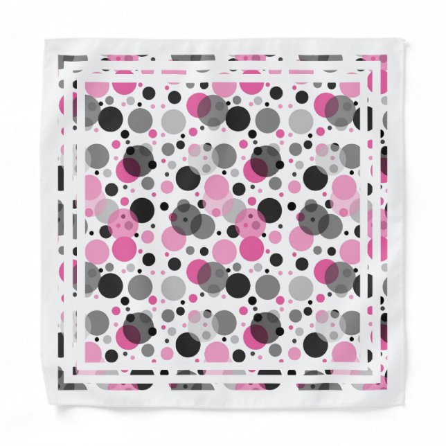 Pastel Pink Retro Chic Gray Polka Dots Pattern Bandana (Front)