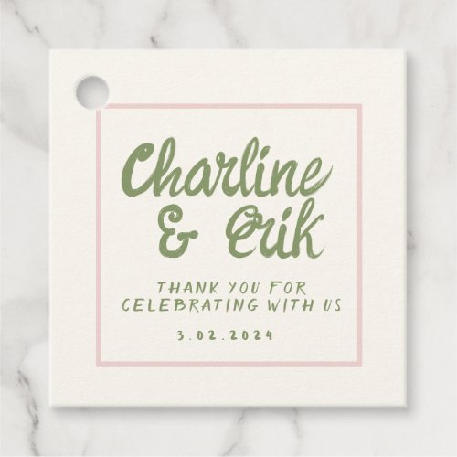 Pastel Pink Retro Wedding  Favor Tags