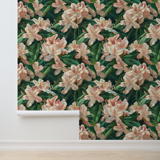 Pastel pink rhododendron flower blossom petals wallpaper  (Application)