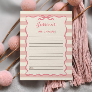 Pastel Pink Ribbon 1st Birthday Time Capsule Cards