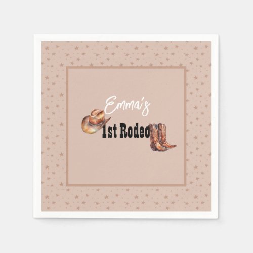 Pastel Pink Rodeo Western Cowgirl 1st Birthday Napkins