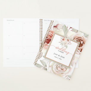 Pastel Pink Romantic Rose Editable Wedding Planner