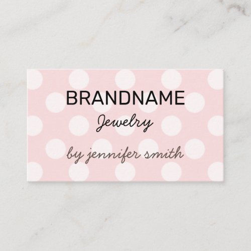 Pastel Pink Ros 60s Polka Dots Dotted Handmade Business Card