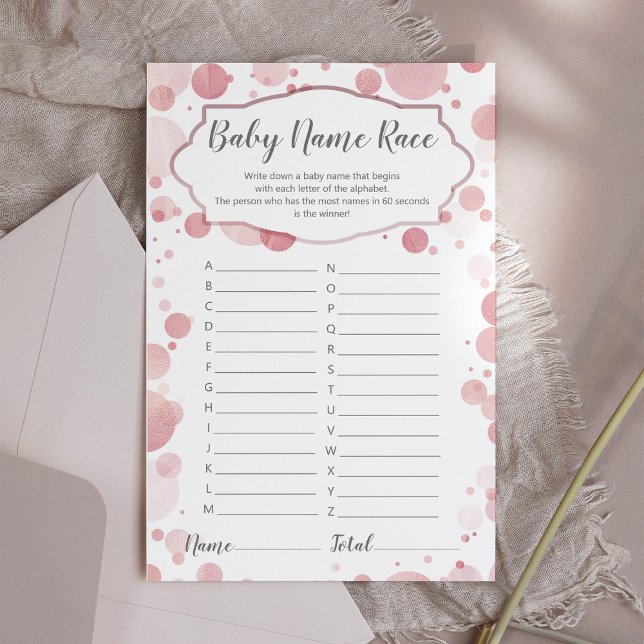 Pastel Pink Rose Baby Name Race Girly Shower Game (Creator Uploaded)