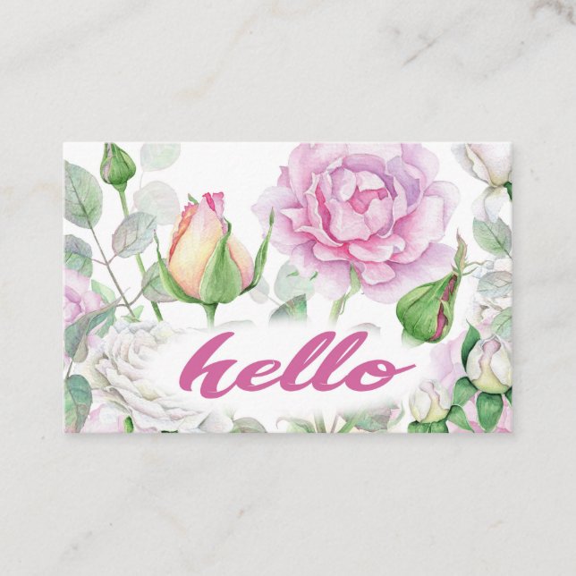 Pastel Pink Rose Business Card (Front)