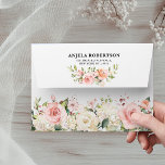 Pastel Pink Rose Florals Modern Botanical Wedding Envelope<br><div class="desc">Elegant Blush pink / peach spring floral botanical wedding envelope featuring a bouquet of soft pastel watercolor roses, peonies and hydrangeas in shades of blush pink, peach and cream with lush green botanical leaves and eucalyptus leaves. A modern design choice that is perfect for spring and summer sage blush pink...</div>