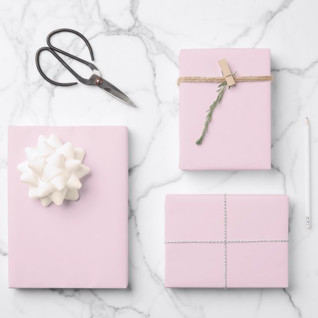 Pastel Pink Rose Solid Color  Wrapping Paper Sheets (Front)