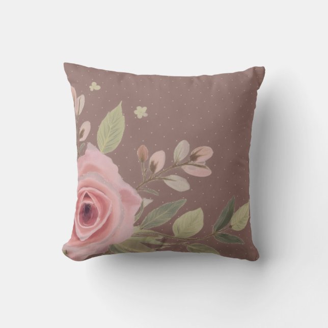 Pastel Pink Rose Throw Pillow (Front)