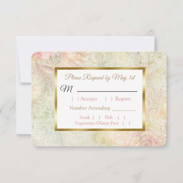 Pastel Pink Rose Wedding RSVP card (Front)