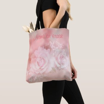 Pastel Pink Roses And Background Tote Bag by deemac2 at Zazzle