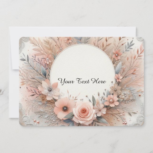 Pastel Pink Roses and Delicate Lace Details Invitation (Front)