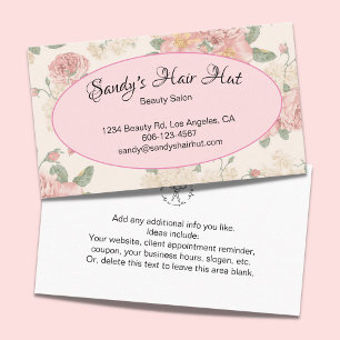 Pastel Pink Roses Beauty Salon Hair Stylist Business Card