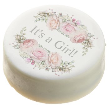 Pastel Pink Roses It's A Girl Baby Shower Chocolate Covered Oreo by Oasis_Landing at Zazzle